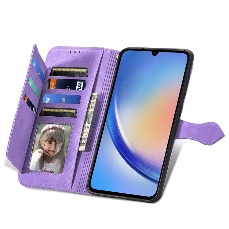 For Samsung Galaxy A15 4G / A15 5G Case Flower Imprinted Anti-Drop Leather Flip Phone Cover