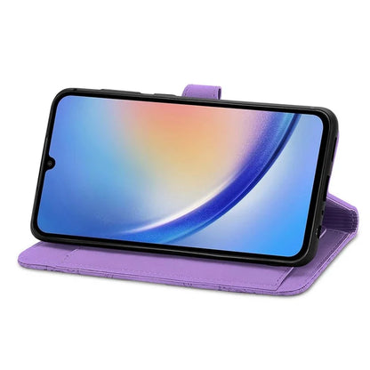 For Samsung Galaxy A15 4G / A15 5G Case Flower Imprinted Anti-Drop Leather Flip Phone Cover