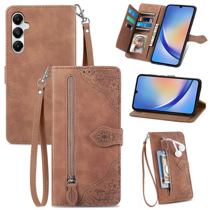 For Samsung Galaxy A15 4G / A15 5G Case Flower Imprinted Anti-Drop Leather Flip Phone Cover