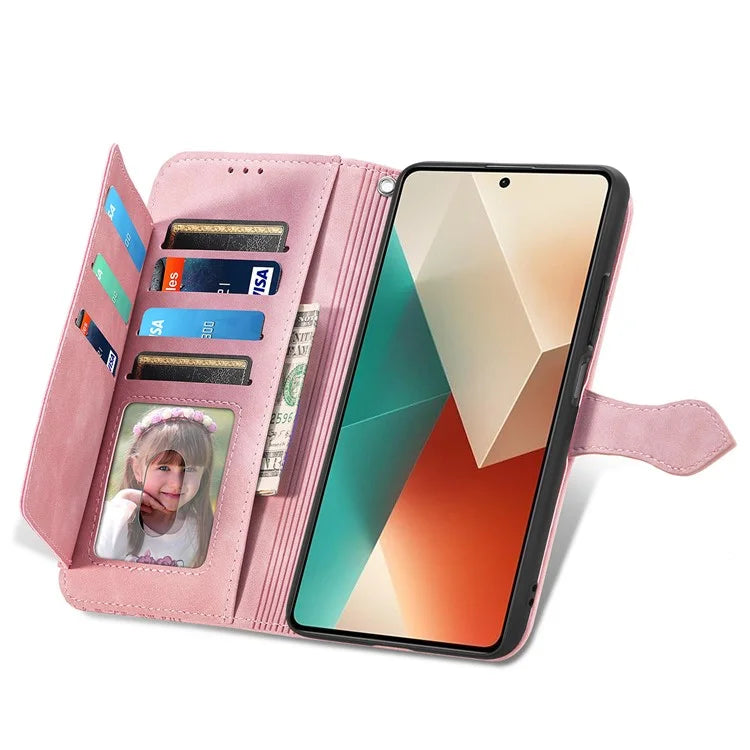 For Xiaomi Redmi Note 13 5G Leather Case Zipper Wallet Stand Flip Phone Cover