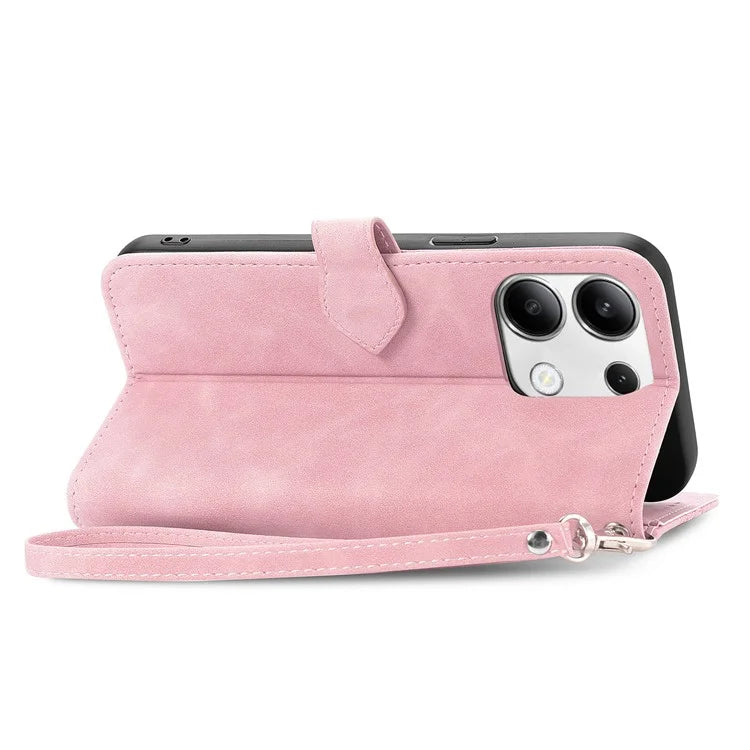 For Xiaomi Redmi Note 13 4G Case Flower Imprinted Anti-Scratch Leather Flip Phone Cover