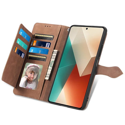 For Xiaomi Redmi Note 13 4G Case Flower Imprinted Anti-Scratch Leather Flip Phone Cover