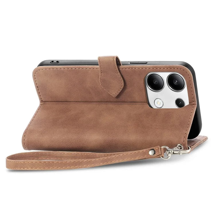 For Xiaomi Redmi Note 13 4G Case Flower Imprinted Anti-Scratch Leather Flip Phone Cover