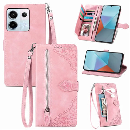 For Xiaomi Redmi Note 13 Pro 5G / Poco X6 5G Case Flower Pattern Handbag PU Leather Phone Cover
