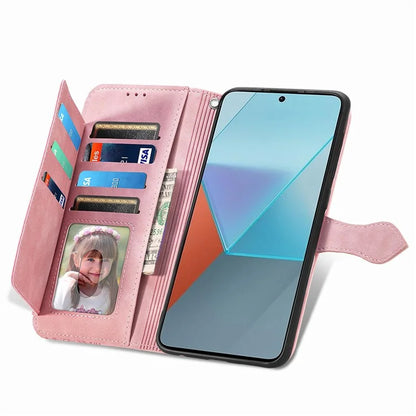 For Xiaomi Redmi Note 13 Pro 5G / Poco X6 5G Case Flower Pattern Handbag PU Leather Phone Cover