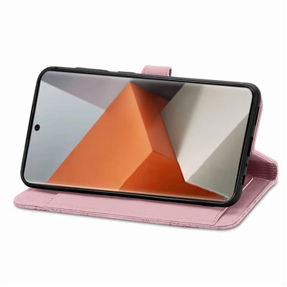 For Xiaomi Redmi Note 13 Pro+ 5G Case Flower Pattern Zipper Leather Phone Cover