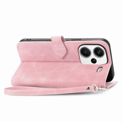 For Xiaomi Redmi Note 13 Pro+ 5G Case Flower Pattern Zipper Leather Phone Cover