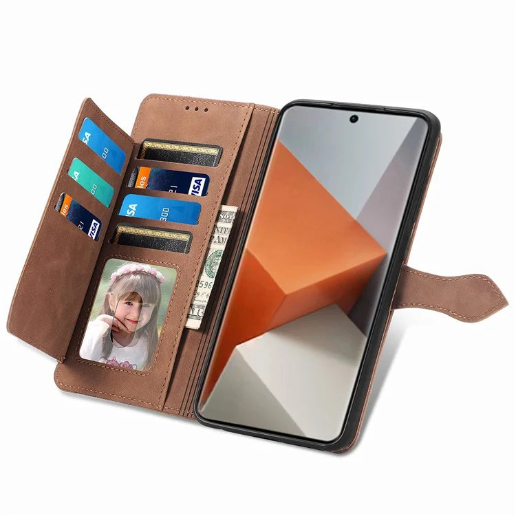 For Xiaomi Redmi Note 13 Pro+ 5G Case Flower Pattern Zipper Leather Phone Cover