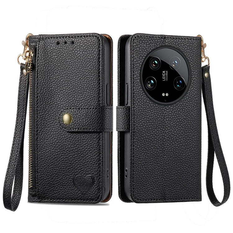 For Xiaomi 14 Ultra Case Zipper Pocket RFID Blocking PU Leather Phone Cover