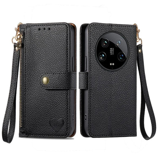 For Xiaomi 14 Ultra Case Zipper Pocket RFID Blocking PU Leather Phone Cover