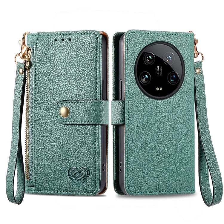 For Xiaomi 14 Ultra Case Zipper Pocket RFID Blocking PU Leather Phone Cover