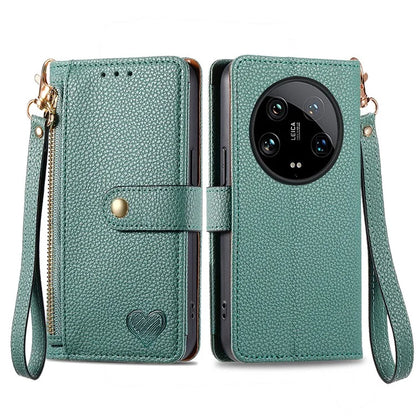 For Xiaomi 14 Ultra Case Zipper Pocket RFID Blocking PU Leather Phone Cover