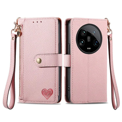For Xiaomi 14 Ultra Case Zipper Pocket RFID Blocking PU Leather Phone Cover