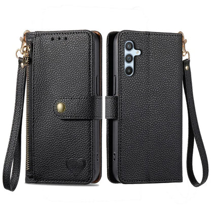 For Samsung Galaxy A54 5G Leather Phone Case with Strap RFID Blocking Phone Shell Zipper Wallet