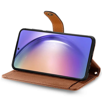 For Samsung Galaxy A54 5G Leather Phone Case with Strap RFID Blocking Phone Shell Zipper Wallet