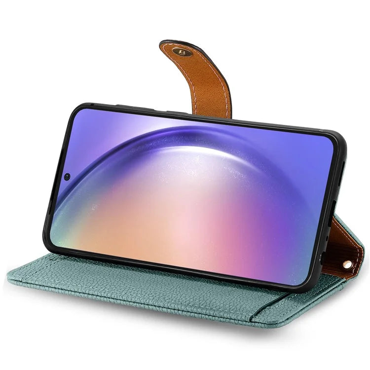 For Samsung Galaxy A54 5G Leather Phone Case with Strap RFID Blocking Phone Shell Zipper Wallet