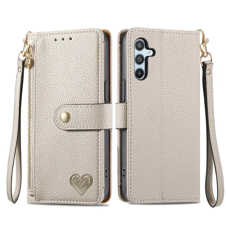 For Samsung Galaxy A54 5G Leather Phone Case with Strap RFID Blocking Phone Shell Zipper Wallet