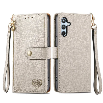 For Samsung Galaxy A54 5G Leather Phone Case with Strap RFID Blocking Phone Shell Zipper Wallet