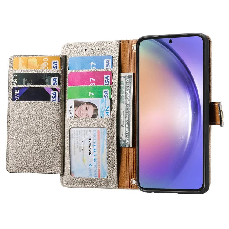 For Samsung Galaxy A54 5G Leather Phone Case with Strap RFID Blocking Phone Shell Zipper Wallet