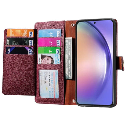 For Samsung Galaxy A54 5G Leather Phone Case with Strap RFID Blocking Phone Shell Zipper Wallet