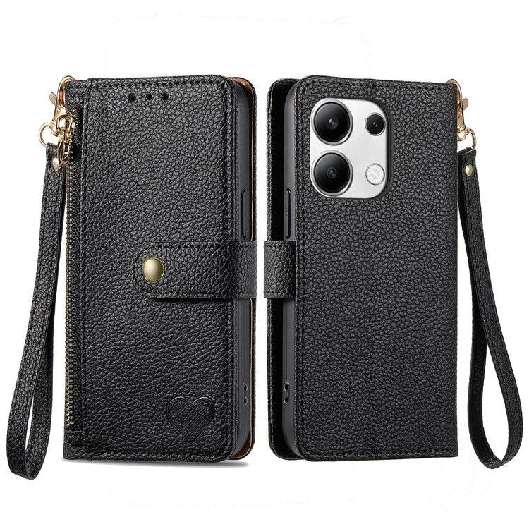 For Xiaomi Redmi Note 13 4G Case RFID Blocking Zipper Leather Phone Cover with Wallet