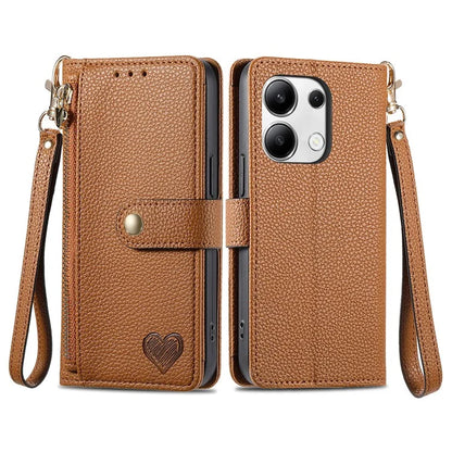 For Xiaomi Redmi Note 13 4G Case RFID Blocking Zipper Leather Phone Cover with Wallet