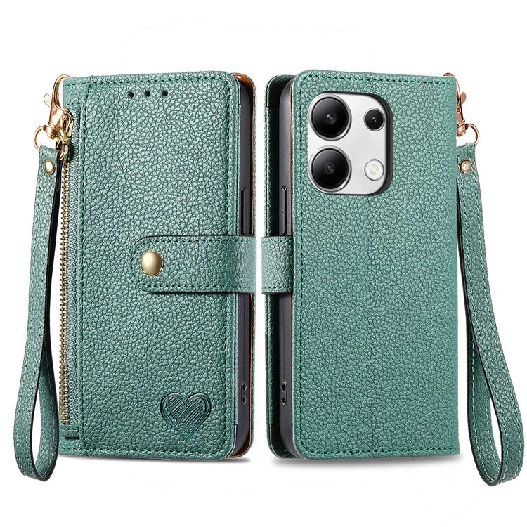 For Xiaomi Redmi Note 13 4G Case RFID Blocking Zipper Leather Phone Cover with Wallet