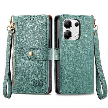 For Xiaomi Redmi Note 13 4G Case RFID Blocking Zipper Leather Phone Cover with Wallet