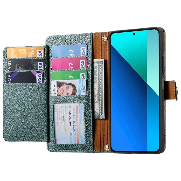 For Xiaomi Redmi Note 13 4G Case RFID Blocking Zipper Leather Phone Cover with Wallet
