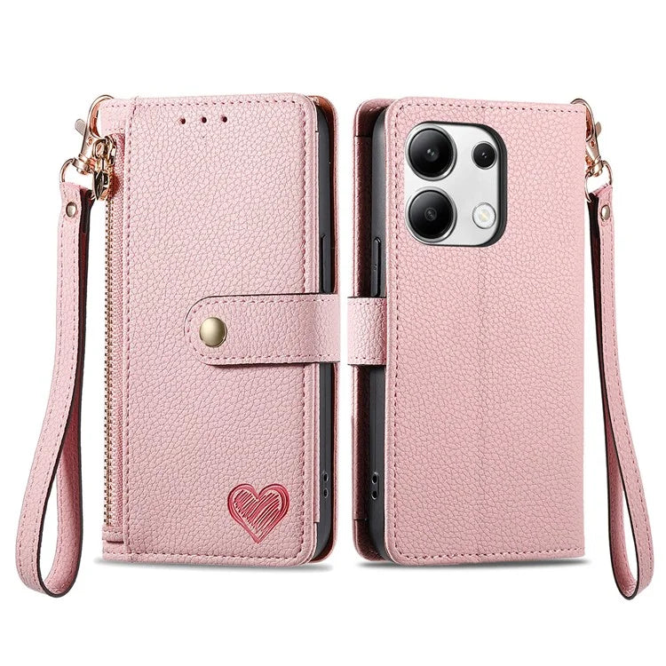 For Xiaomi Redmi Note 13 4G Case RFID Blocking Zipper Leather Phone Cover with Wallet