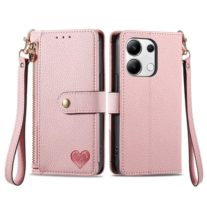 For Xiaomi Redmi Note 13 4G Case RFID Blocking Zipper Leather Phone Cover with Wallet
