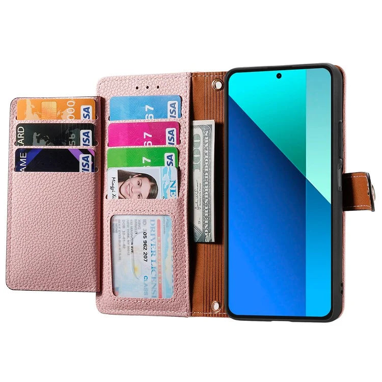 For Xiaomi Redmi Note 13 4G Case RFID Blocking Zipper Leather Phone Cover with Wallet