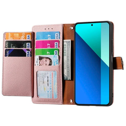 For Xiaomi Redmi Note 13 4G Case RFID Blocking Zipper Leather Phone Cover with Wallet