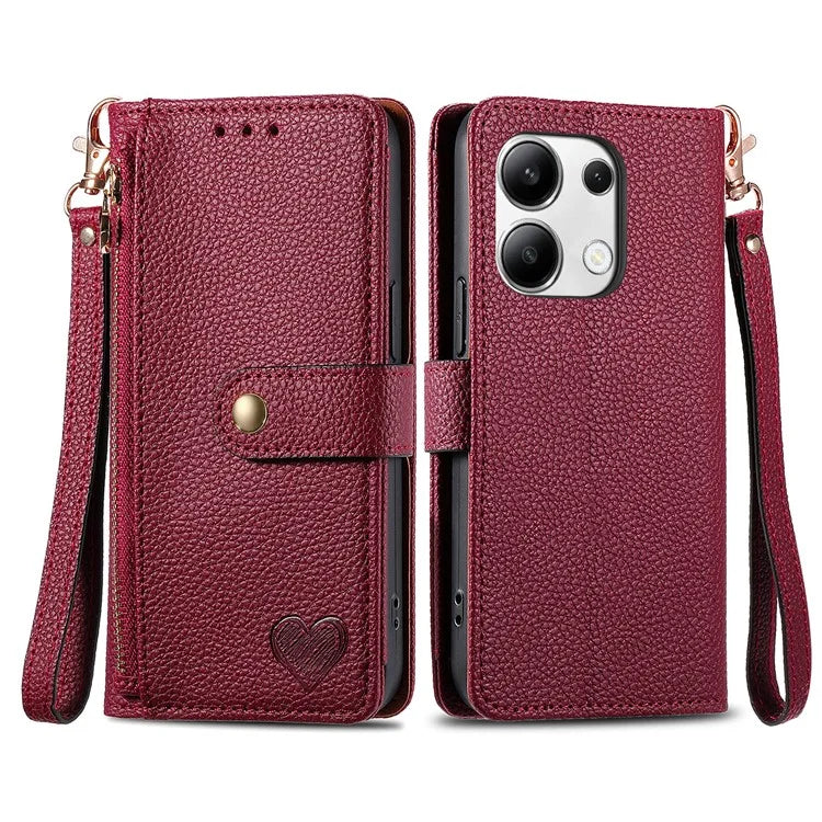 For Xiaomi Redmi Note 13 4G Case RFID Blocking Zipper Leather Phone Cover with Wallet