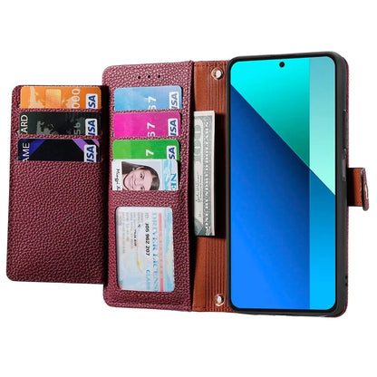 For Xiaomi Redmi Note 13 4G Case RFID Blocking Zipper Leather Phone Cover with Wallet