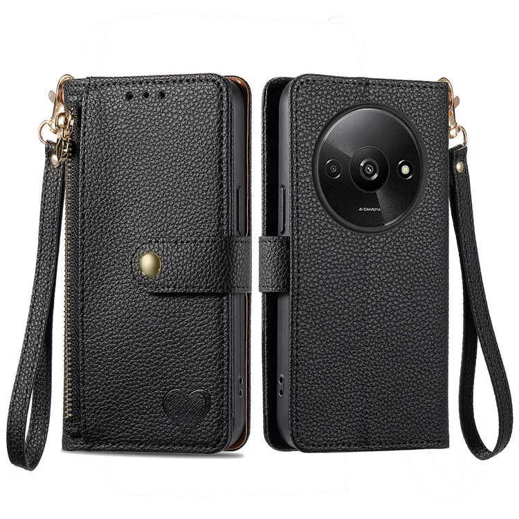 For Xiaomi Redmi A3 / Poco C61 4G Case RFID Blocking Zipper Wallet Leather Flip Phone Cover