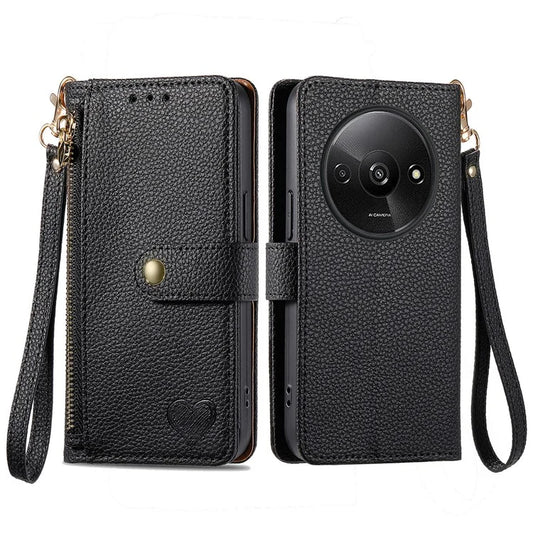 For Xiaomi Redmi A3 / Poco C61 4G Case RFID Blocking Zipper Wallet Leather Flip Phone Cover