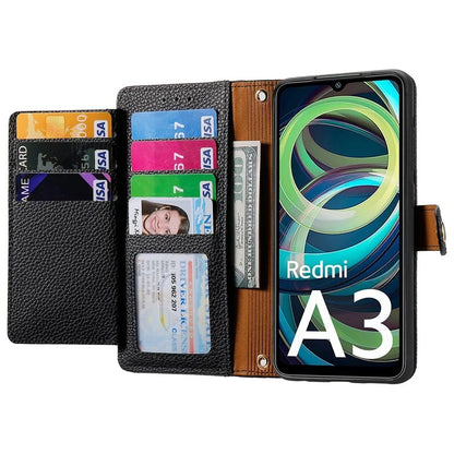 For Xiaomi Redmi A3 / Poco C61 4G Case RFID Blocking Zipper Wallet Leather Flip Phone Cover