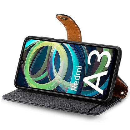 For Xiaomi Redmi A3 / Poco C61 4G Case RFID Blocking Zipper Wallet Leather Flip Phone Cover