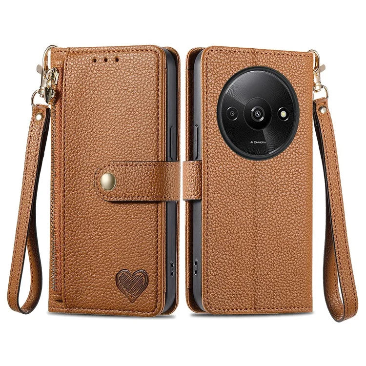 For Xiaomi Redmi A3 / Poco C61 4G Case RFID Blocking Zipper Wallet Leather Flip Phone Cover