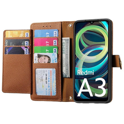 For Xiaomi Redmi A3 / Poco C61 4G Case RFID Blocking Zipper Wallet Leather Flip Phone Cover