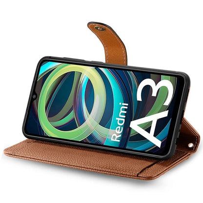 For Xiaomi Redmi A3 / Poco C61 4G Case RFID Blocking Zipper Wallet Leather Flip Phone Cover