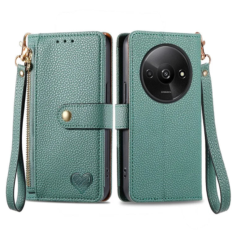 For Xiaomi Redmi A3 / Poco C61 4G Case RFID Blocking Zipper Wallet Leather Flip Phone Cover