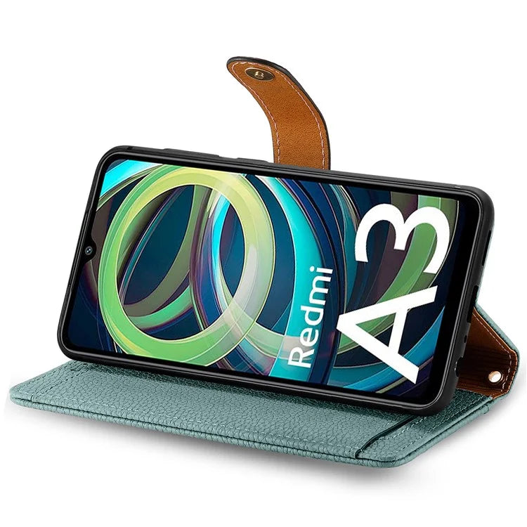 For Xiaomi Redmi A3 / Poco C61 4G Case RFID Blocking Zipper Wallet Leather Flip Phone Cover