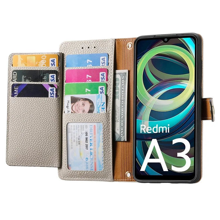 For Xiaomi Redmi A3 / Poco C61 4G Case RFID Blocking Zipper Wallet Leather Flip Phone Cover