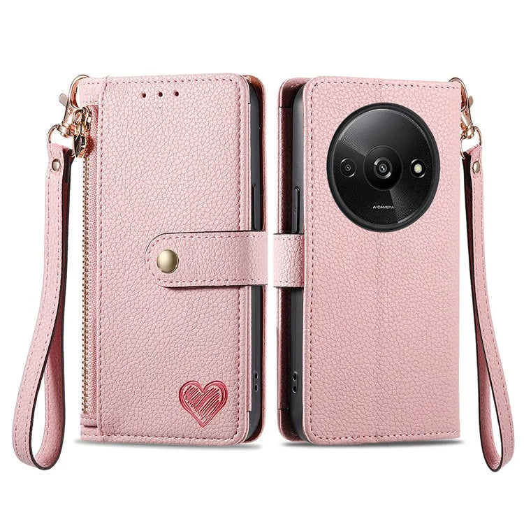 For Xiaomi Redmi A3 / Poco C61 4G Case RFID Blocking Zipper Wallet Leather Flip Phone Cover