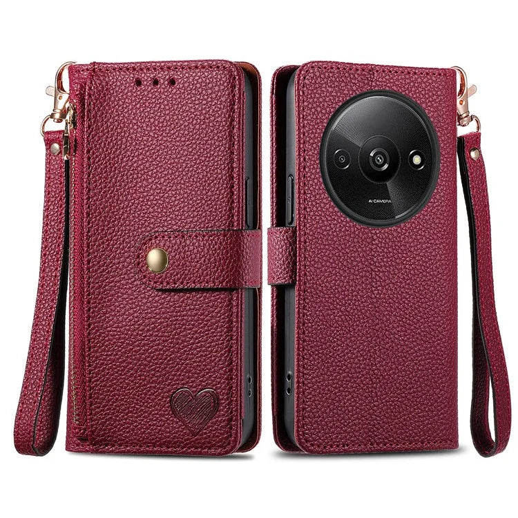 For Xiaomi Redmi A3 / Poco C61 4G Case RFID Blocking Zipper Wallet Leather Flip Phone Cover