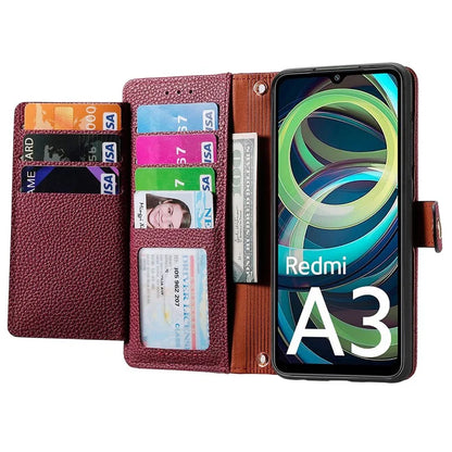 For Xiaomi Redmi A3 / Poco C61 4G Case RFID Blocking Zipper Wallet Leather Flip Phone Cover