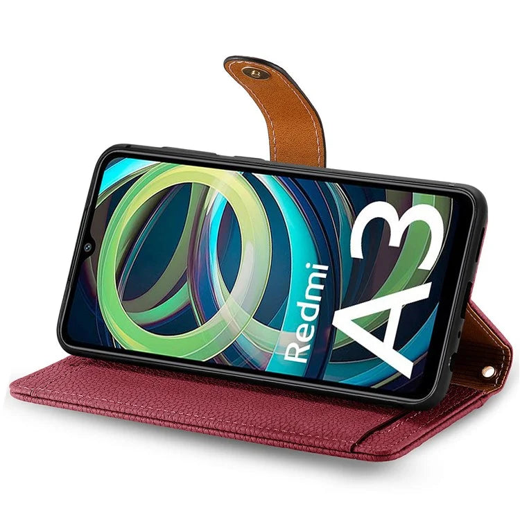 For Xiaomi Redmi A3 / Poco C61 4G Case RFID Blocking Zipper Wallet Leather Flip Phone Cover