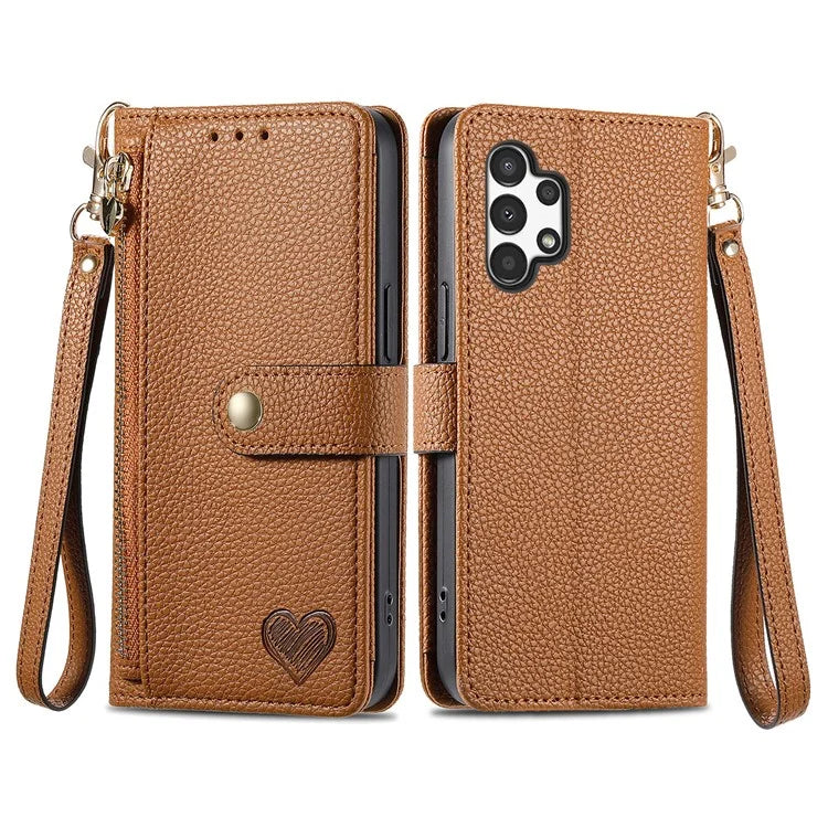 For Samsung Galaxy A13 4G Case RFID Blocking Zipper Wallet Phone Shell